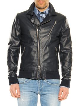 Leather jacket Daniele Alessandrini dark blue