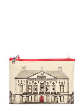 Clutch Moschino Love beige-red