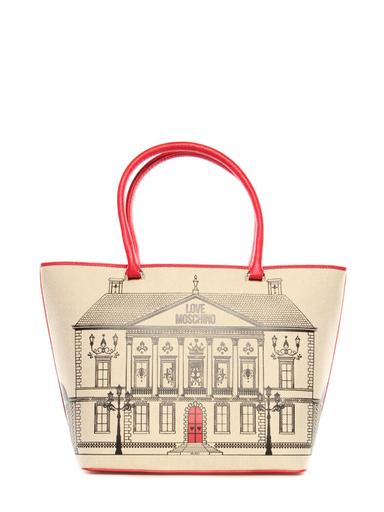 Shopper Moschino Love beige-red