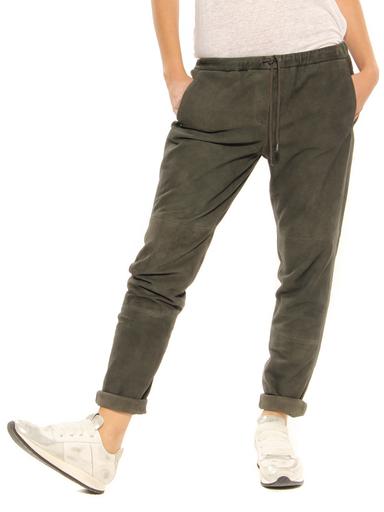 Leather pants ”Angela” Oakwood dark green